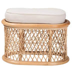 bali & pari Ladonna Natural Rattan Ottoman Footstool Natural: Upholstered Indoor Bench, Oval Shape, No Assembly Required