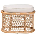 bali & pari Ladonna Natural Rattan Ottoman Footstool Natural: Upholstered Indoor Bench, Oval Shape, No Assembly Required