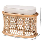 bali & pari Ladonna Natural Rattan Ottoman Footstool Natural: Upholstered Indoor Bench, Oval Shape, No Assembly Required