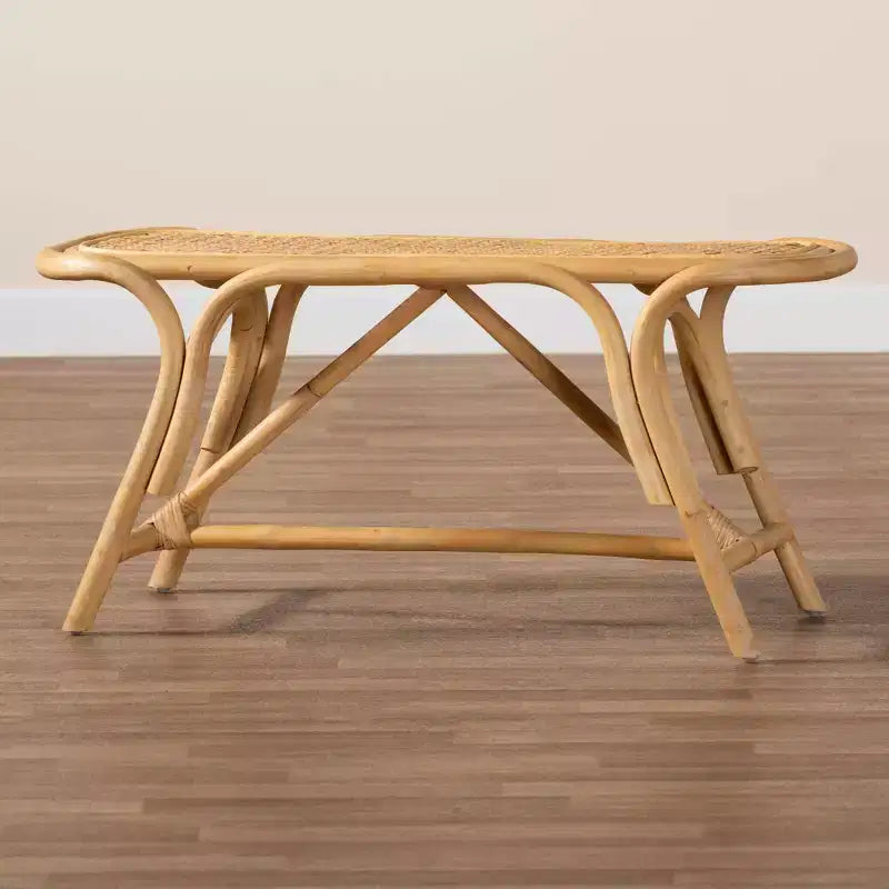 Baxton Studio Septa Rattan Accent Bench Natural Brown: Indoor Furniture, No Assembly, Spot Clean