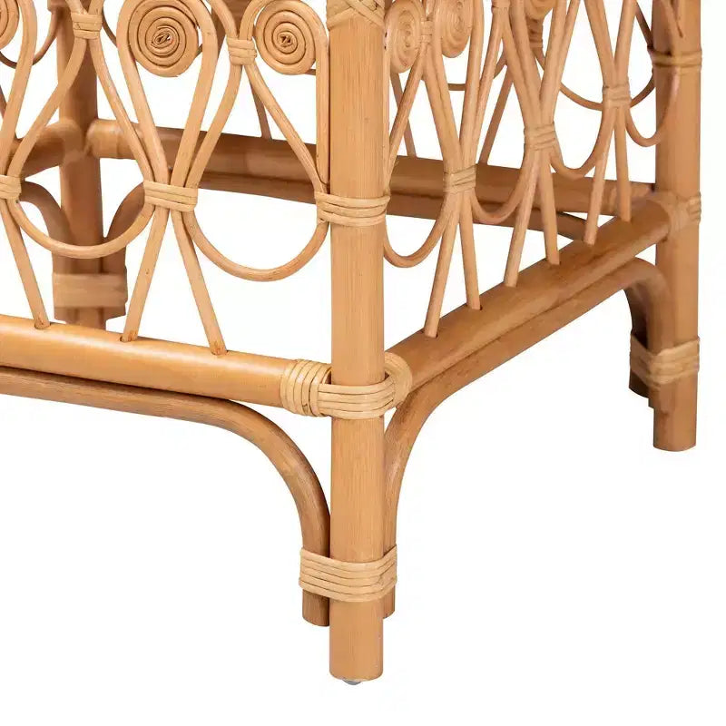 bali & pari Sgabello in Rattan Ibiza Bianco/Miele Chiaro: Poliestere Imbottito, Nessun Montaggio Richiesto