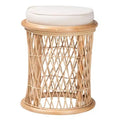 bali & pari Junius Natural Rattan Ottoman Footstool: Handcrafted, Bohemian, No Assembly Required