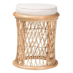 bali & pari Junius Natural Rattan Ottoman Footstool: Handcrafted, Bohemian, No Assembly Required