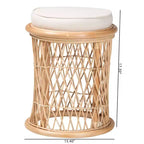 bali & pari Junius Natural Rattan Ottoman Footstool: Handcrafted, Bohemian, No Assembly Required