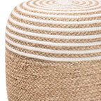 bali & pari Nequiel Seagrass and Woven Rope Ottoman Footstool White/Natural Brown: Cotton Upholstery, No Assembly Required