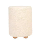 Storied Home Square Cotton Velvet Pouf with Piped Detail Cream: Upholstered Footstool, Pine Wood Base, 330lbs Capacity