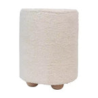 Storied Home Square Cotton Velvet Pouf with Piped Detail Cream: Upholstered Footstool, Pine Wood Base, 330lbs Capacity