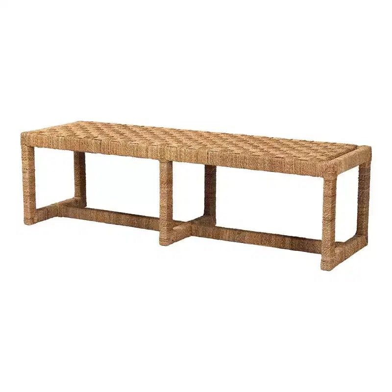 bali & pari Cipally Seagrass and Mahogany Wood Accent Bench Natural