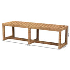 bali & pari Cipally Seagrass and Mahogany Wood Accent Bench Natural