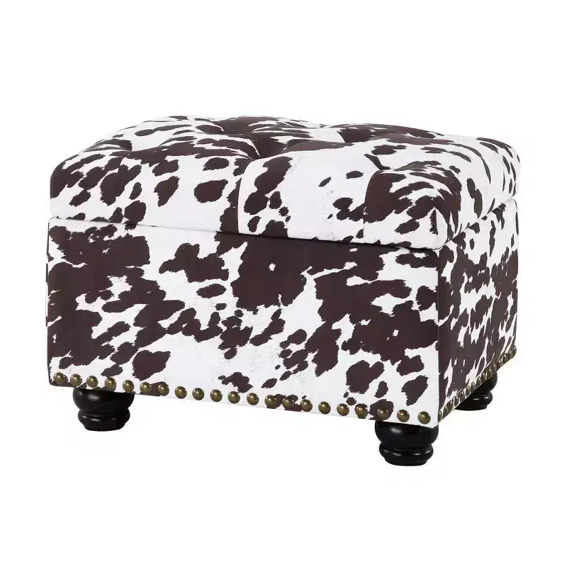 Breighton Home Regal Accents Storage Accent Ottoman Brown Cow Print