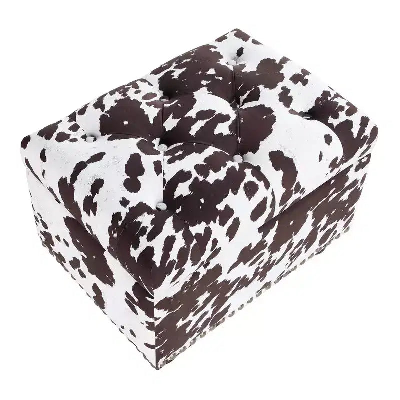 Breighton Home Regal Accents Storage Accent Ottoman Brown Cow Print