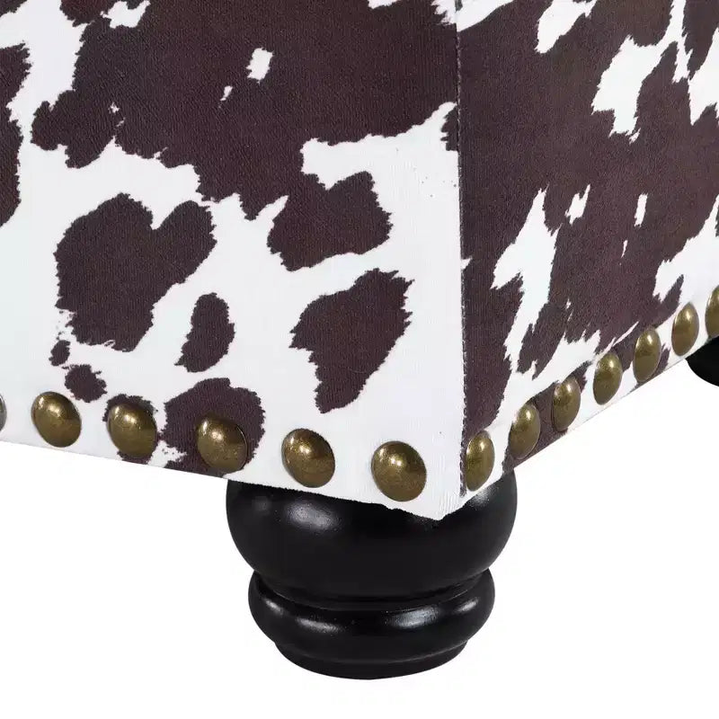 Breighton Home Regal Accents Storage Accent Ottoman Brown Cow Print