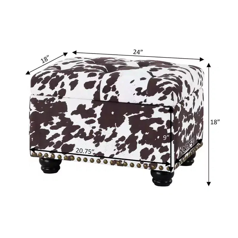 Breighton Home Regal Accents Storage Accent Ottoman Brown Cow Print