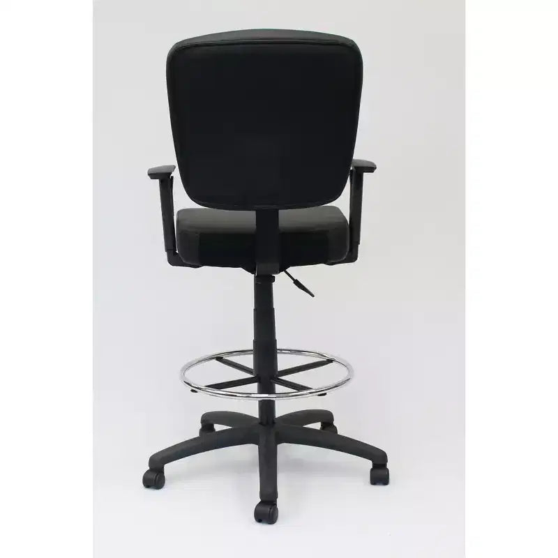 Modern Drafting Stool Black - Boss: Office Chair with Adjustable Arms & Footring