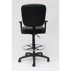 Modern Drafting Stool Black - Boss: Office Chair with Adjustable Arms & Footring