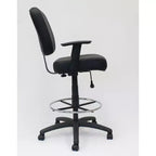 Modern Drafting Stool Black - Boss: Office Chair with Adjustable Arms & Footring