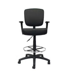Modern Drafting Stool Black - Boss: Office Chair with Adjustable Arms & Footring