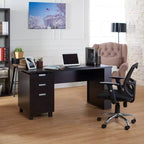 Abella Office Desk Espresso - HOMES: Inside + Out: Modern Home Furniture with Storage & Silver Accents