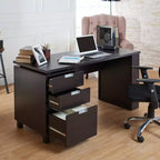 Abella Office Desk Espresso - HOMES: Inside + Out: Modern Home Furniture with Storage & Silver Accents