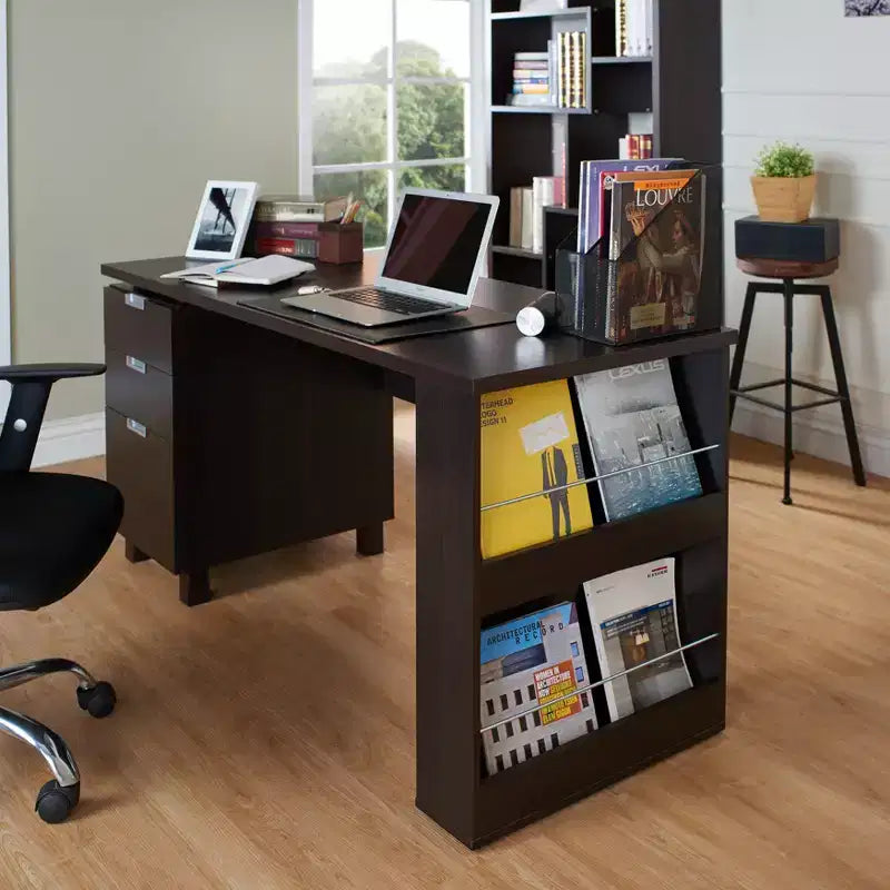 Abella Office Desk Espresso - HOMES: Inside + Out: Modern Home Furniture with Storage & Silver Accents