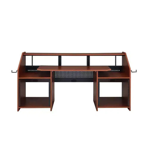 Annette 71" Decorative Bookshelf Natural and Black - Acme Furniture: Metal Frame, Wood Composite Surface, Open Storage Shelf
