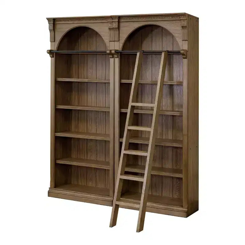 Martin Furniture 94" Traditional Tall Bookcase Wall, Stratton Collection Brown: 5-Shelf Wood Shelving, No Assembly Required
