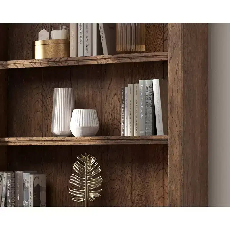 Martin Furniture 94" Traditional Tall Bookcase Wall, Stratton Collection Brown: 5-Shelf Wood Shelving, No Assembly Required