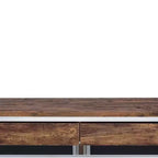 Scrivanie per call center Acme Furniture da 36" in rovere stagionato e finitura cromata: struttura in metallo, superficie in legno, ripiano portaoggetti aperto