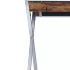 Scrivanie per call center Acme Furniture da 36" in rovere stagionato e finitura cromata: struttura in metallo, superficie in legno, ripiano portaoggetti aperto