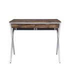 Scrivanie per call center Acme Furniture da 36" in rovere stagionato e finitura cromata: struttura in metallo, superficie in legno, ripiano portaoggetti aperto