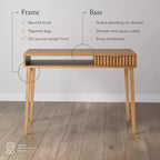 Nathan James Scrivania Boho in Legno Scanalato con Cassetto e Vano Aperto Marrone Naturale: Superficie Impiallacciata, Struttura in Legno, Pulizia a Macchia, 79 cm A x 109 cm L x 61 cm P