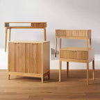 Nathan James Scrivania Boho in Legno Scanalato con Cassetto e Vano Aperto Marrone Naturale: Superficie Impiallacciata, Struttura in Legno, Pulizia a Macchia, 79 cm A x 109 cm L x 61 cm P
