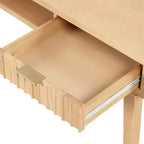 Nathan James Scrivania Boho in Legno Scanalato con Cassetto e Vano Aperto Marrone Naturale: Superficie Impiallacciata, Struttura in Legno, Pulizia a Macchia, 79 cm A x 109 cm L x 61 cm P