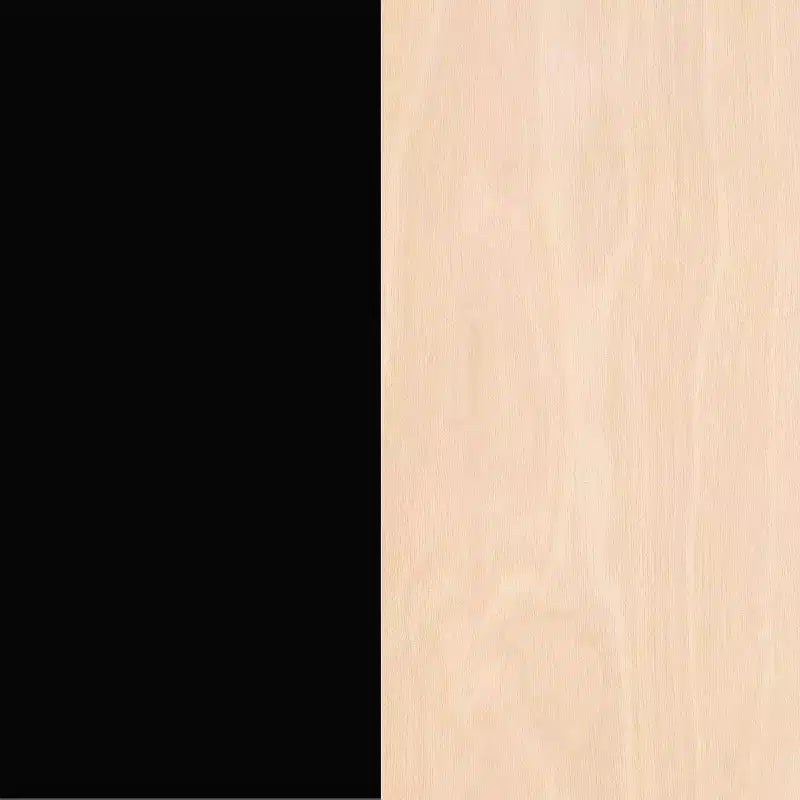 Scrivania Nexera Atypik a 2 cassetti Nera/Compensato Betulla: MDF laccato, ripiano portaoggetti aperto, richiede montaggio da adulto