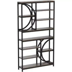LITTLE TREE 76.77" Tall 8 Tier Etagere Bookcase with Open Shelf Brown