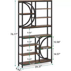 LITTLE TREE 76.77" Tall 8 Tier Etagere Bookcase with Open Shelf Brown