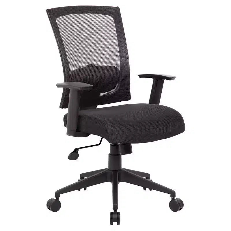 Boss Office Products Mesh Back Task Chair Black: Ergonomic, Adjustable Arms, Swivel, Nylon Legs
