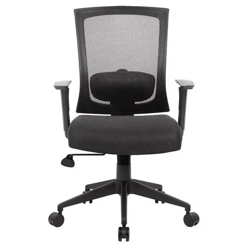 Boss Office Products Mesh Back Task Chair Black: Ergonomic, Adjustable Arms, Swivel, Nylon Legs