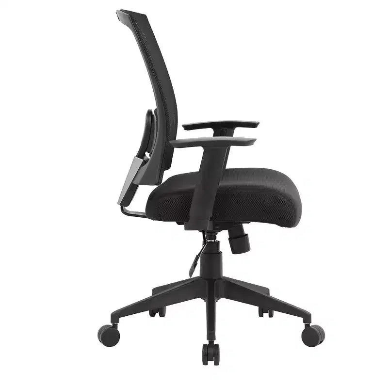Boss Office Products Mesh Back Task Chair Black: Ergonomic, Adjustable Arms, Swivel, Nylon Legs