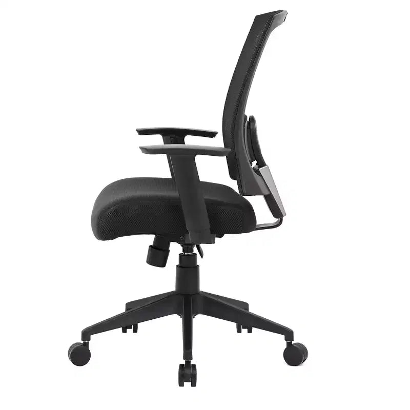 Boss Office Products Mesh Back Task Chair Black: Ergonomic, Adjustable Arms, Swivel, Nylon Legs
