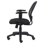 Mesh Chair with Adjustable Arms Black - Boss Office Products: Ergonomic Swivel, Nylon Legs, 275lb Capacity