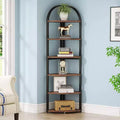 LITTLE TREE 70.87" Tall 6 Tier Corner Bookcase for Home Office Brown