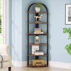 LITTLE TREE 70.87" Tall 6 Tier Corner Bookcase for Home Office Brown