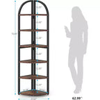 LITTLE TREE 70.87" Tall 6 Tier Corner Bookcase for Home Office Brown