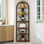LITTLE TREE 70.87" Tall 6 Tier Corner Bookcase for Home Office Brown