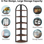 LITTLE TREE 70.87" Tall 6 Tier Corner Bookcase for Home Office Brown