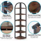 LITTLE TREE 70.87" Tall 6 Tier Corner Bookcase for Home Office Brown