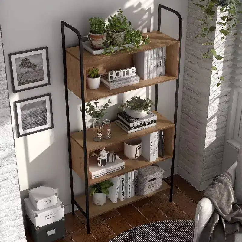 24/7 Shop At Home 66.75" Genifa Bookcase with 5 Shelves Distressed Oak