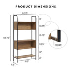 24/7 Shop At Home 66.75" Genifa Bookcase with 5 Shelves Distressed Oak