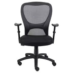 Mesh Task Chair with Adjustable Arms Black - Boss Office Products: Swivel, Ergonomic, Nylon Base